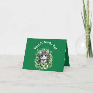 Glückliches Katzen-Gesicht St. Patrick’s Tag Für K Feiertagskarte