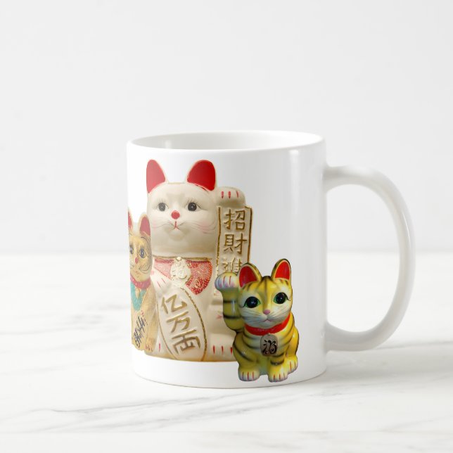 Glückliches Katzen-japanisches viel Tasse (Rechts)