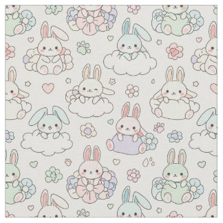 Glückliches Kawaii Kaninchen Stoff