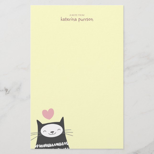 Glückliches Kawaii Katze Personalizable Briefpapier (Vorderseite)