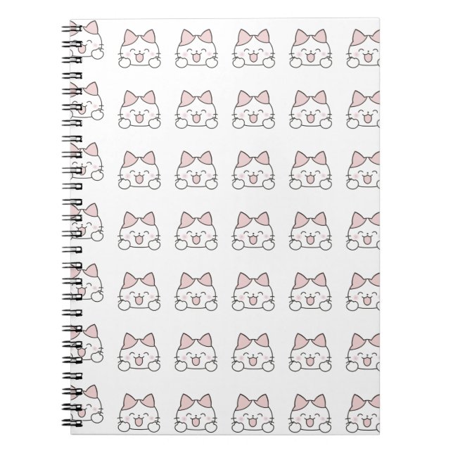 Glückliches Kawaii-Katzengesicht-Muster Notizblock (Vorderseite)