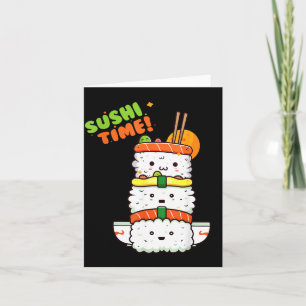 Glückliches Kawaii Sushi und Sonnenschein bereit f Karte