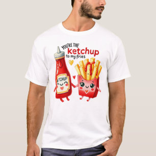 Glückliches Ketchup und Pommes Frites Paar T-Shirt
