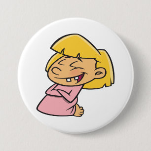 Glückliches kicherndes Cartoon-Mädchen Button