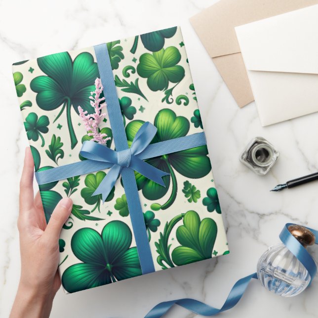 Glückliches Kleeblatt-St. Patrick’s Day-Geschenkve Geschenkpapier (Schenken)