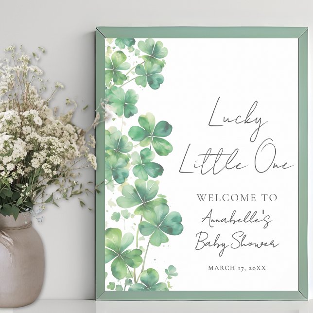 Glückliches Kleines Baby Shower Willkommensschild Poster (Lucky Little One Baby Shower Welcome Sign)