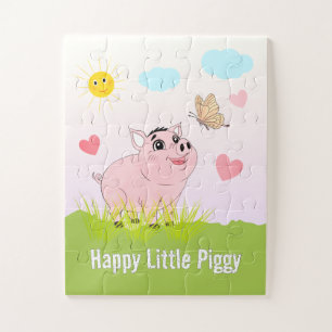 Glückliches kleines Schweinchen – Niedliches rosa  Puzzle