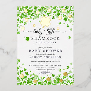 Glückliches Kleines Shamrock-Baby-Shower Folieneinladung