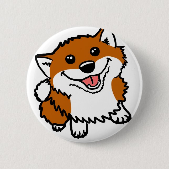 Glückliches kleines Shiba Button (Vorderseite)