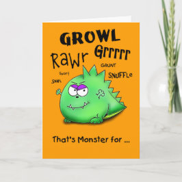 Glückliches knurrendes Monster Halloweens Karte
