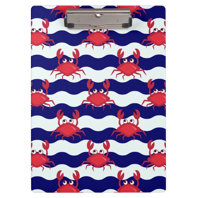 Glückliches Krabben-Muster Klemmbrett (Vorderseite)