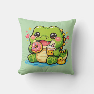 Glückliches Krokodil Kawaii Kissen