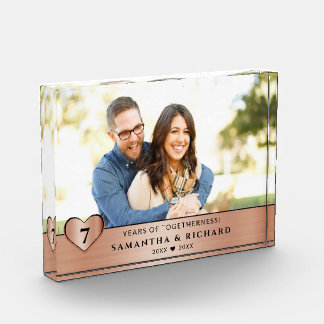 Glückliches Kupfer-Jubiläum 7. Hochzeitstag Fotoblock