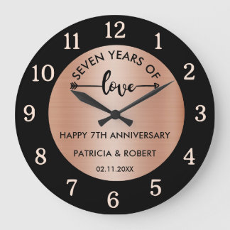 Glückliches Kupferhochzeit-Jubiläum 7. Hochzeitst Große Wanduhr