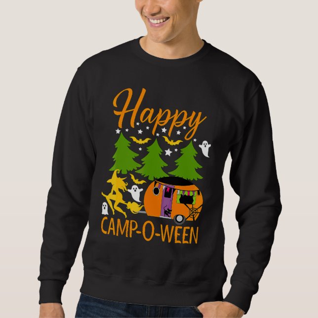 Glückliches Lager O Ween Halloween Camping Camper Sweatshirt (Vorderseite)