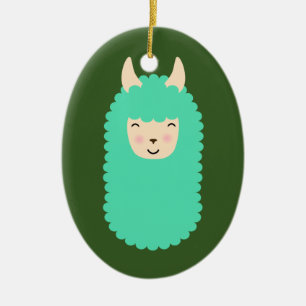 Glückliches Lama Emoji Keramikornament