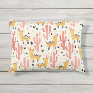 Glückliches Lama mit Kaktus Kissen Für Draußen