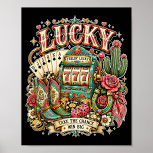 Glückliches Las Vegas Western Cowgirl Türkis Rodeo Poster