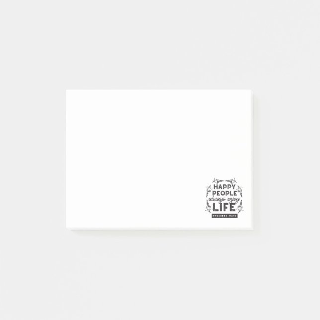 Glückliches Leben mit Glauben – Sprüche 15:15 Kuns Post-it Klebezettel (Vorderseite)