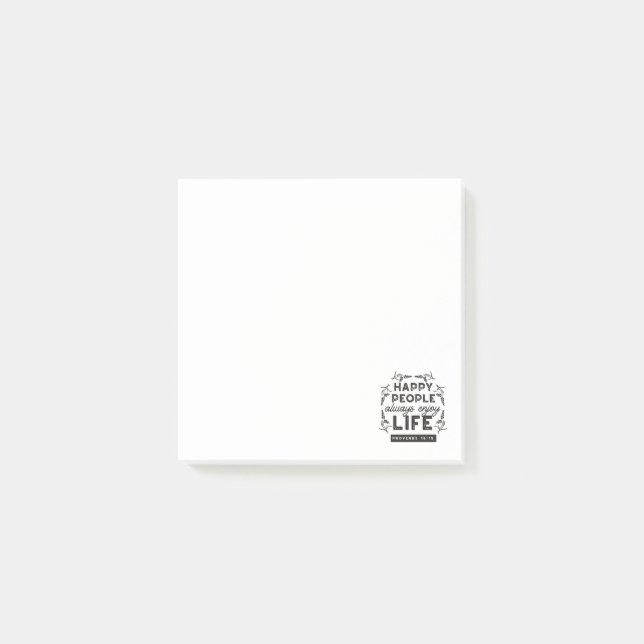 Glückliches Leben mit Glauben – Sprüche 15:15 Kuns Post-it Klebezettel (Vorderseite)