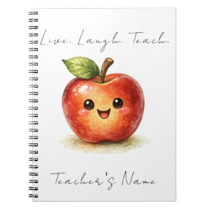 Glückliches Lehrer Notizbuch - Apfel Aquarell Notizblock