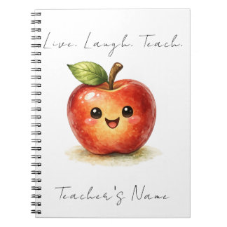 Glückliches Lehrer Notizbuch - Apfel Aquarell Notizblock