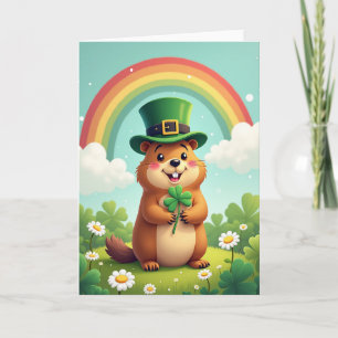 Glückliches Leprechaun-Murmeltier-Karte Karte