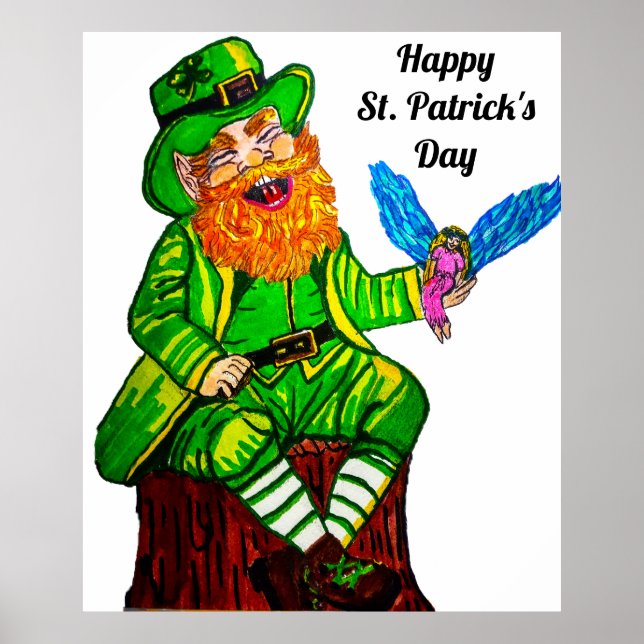 GLÜCKLICHES LEPRECHAUN UND FAIRENFREUND POSTER (Vorne)