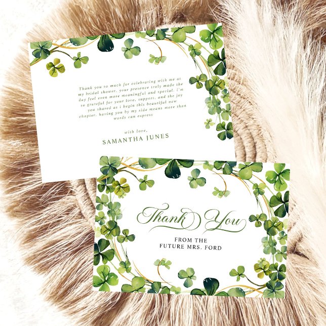 Glückliches Liebes-Brautjungferparty Grüner Kleebl Dankeskarte (Von Creator hochgeladen)