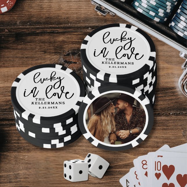 Glückliches Liebesfoto Hochzeit Pokerchips (Lucky In Love Photo Wedding Poker Chips)