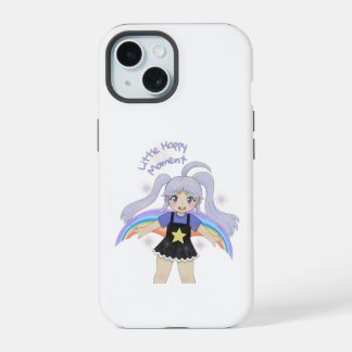 Glückliches Mädchen Handgezeichnete Illustration – iPhone 15 Hülle