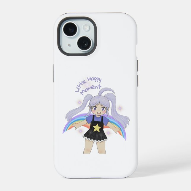 Glückliches Mädchen Handgezeichnete Illustration – iPhone 15 Hülle (Rückseite)