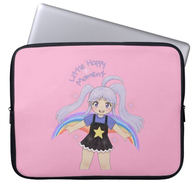 Glückliches Mädchen Handgezeichnete Illustration – Laptopschutzhülle (Vorderseite)