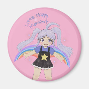 Glückliches Mädchen Handgezeichnete Illustration – Magnet
