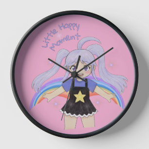 Glückliches Mädchen Handgezeichnete Illustration – Uhr