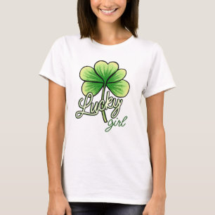 Glückliches Mädchen Kleeblatt St. Patrick's Day T-Shirt