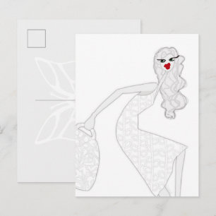 Glückliches Mädchen Tanz Glam Farbpostkarte Postkarte