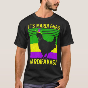 Glückliches Mardi Gras Huhn Vintage Kostümparade T-Shirt