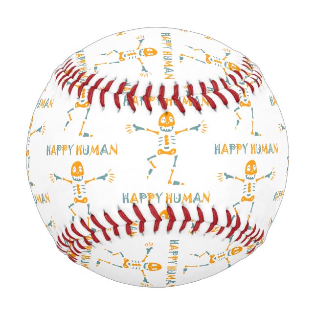 Glückliches menschliches Skelett Baseball (Vorderseite)
