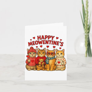 Glückliches Meowentines Süßes Valentinstag Katzen  Karte