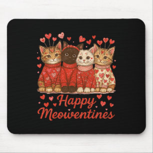 Glückliches Meowentines Süßes Valentinstag Katzenl Mousepad