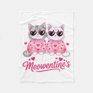 Glückliches Meowentins Süßes Romantisches Katzenpa Fleecedecke