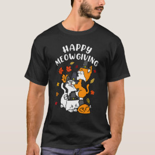 Glückliches Meowgiving Herbst Truthahn Katzen T-Shirt