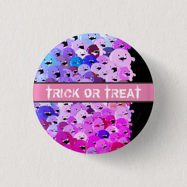 Glückliches Mochi Halloween - Zombie-Horde Button (Vorderseite)