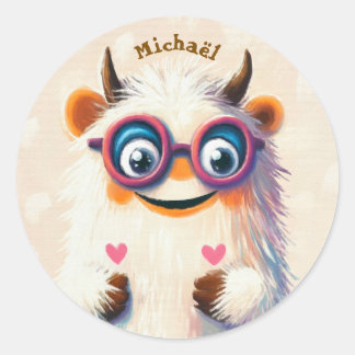 Glückliches Monster Valentinstag Kinder Schule Sti Runder Aufkleber