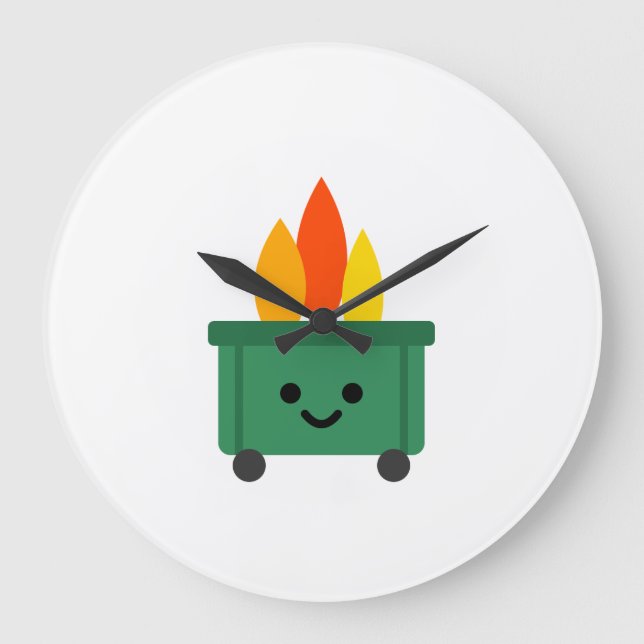 Glückliches Müllcontainer-Feuer Große Wanduhr (Vorderseite)