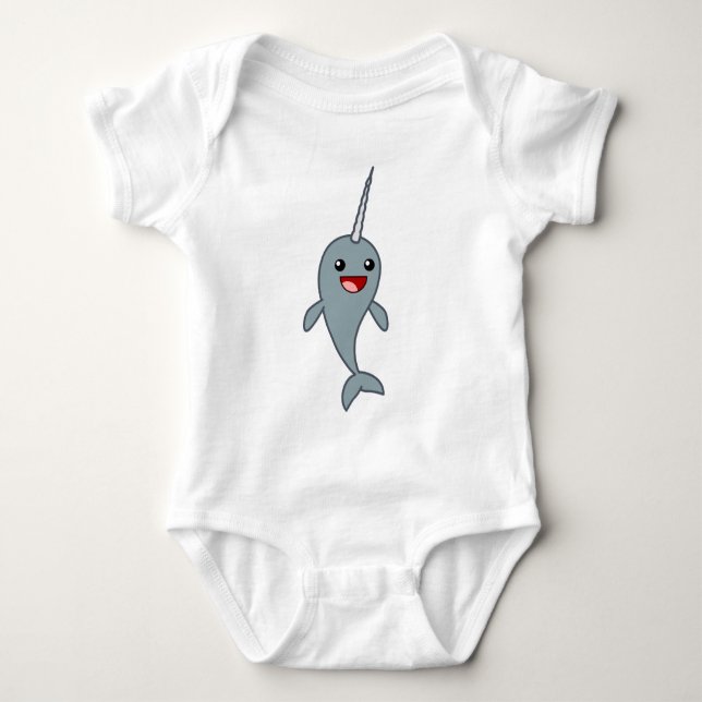 Glückliches Narwhal Baby Strampler (Vorderseite)
