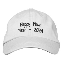 Glückliches neues Jahr 2024 gedruckter schwarzer T Bestickte Baseballkappe