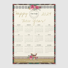 Glückliches neues Jahr 2024 Magnetic Calendar Benu Magnetkarte