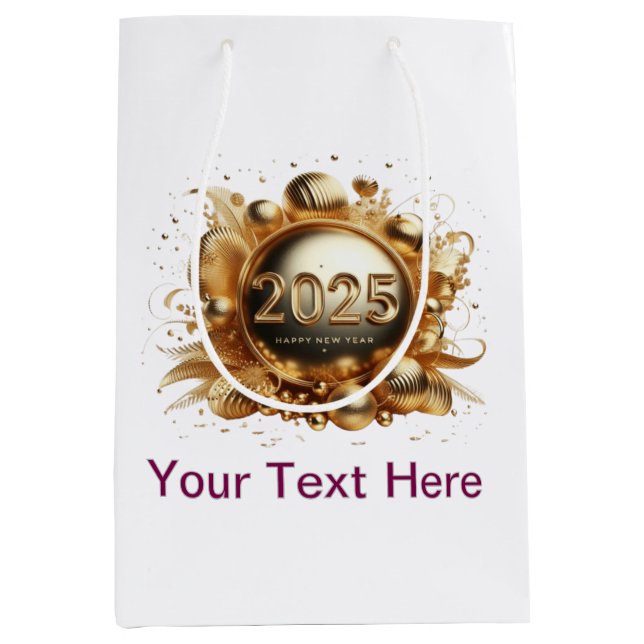 glückliches neues Jahr 2025 Mittlere Geschenktüte (Vorderseite)